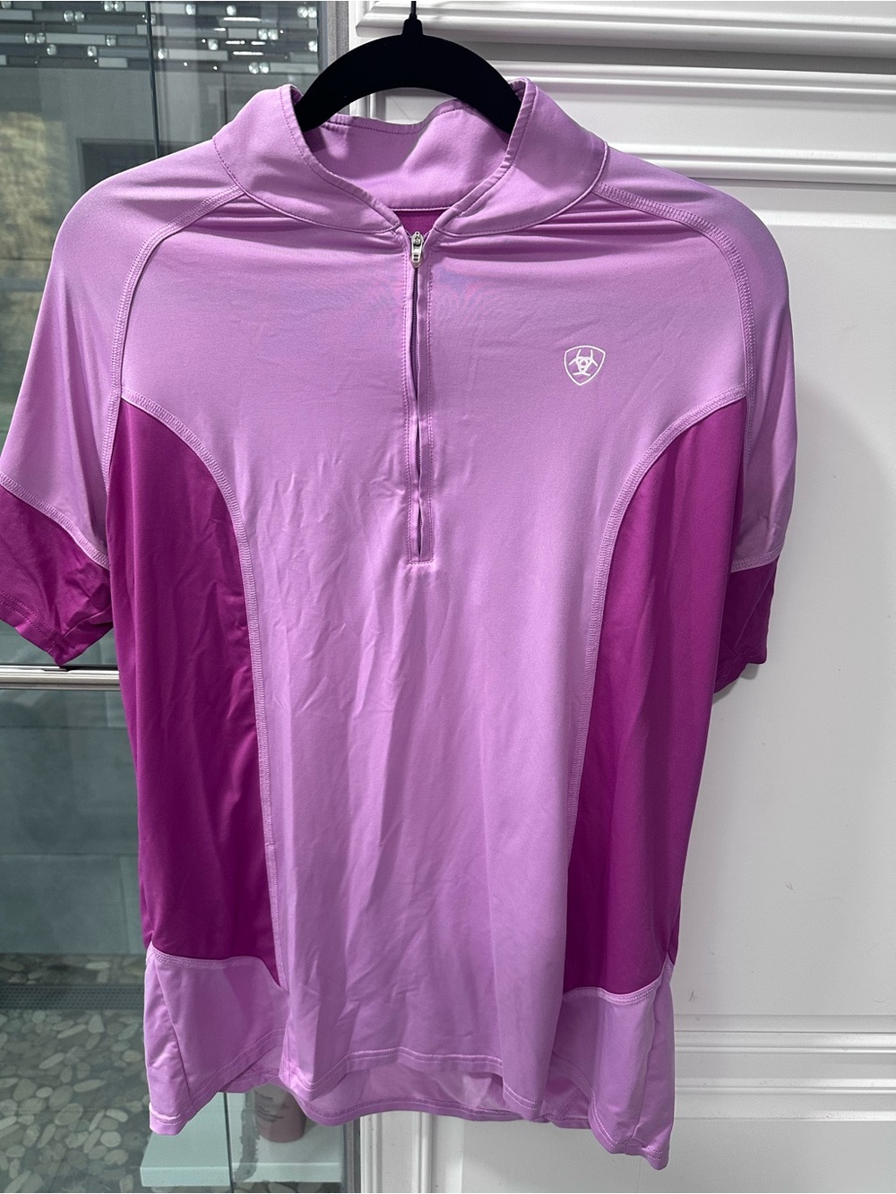 Ariat Women's Short Sleeve Half-Zip Polo — Light Purple & Dark Purple